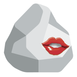 an emoji rock with emoji lips